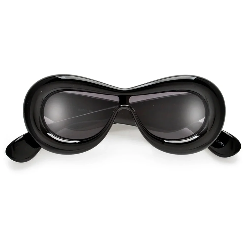 Chunky Black Round Sunglasses‎ Women Fashion Oversized Bold Frame Shades Lentes